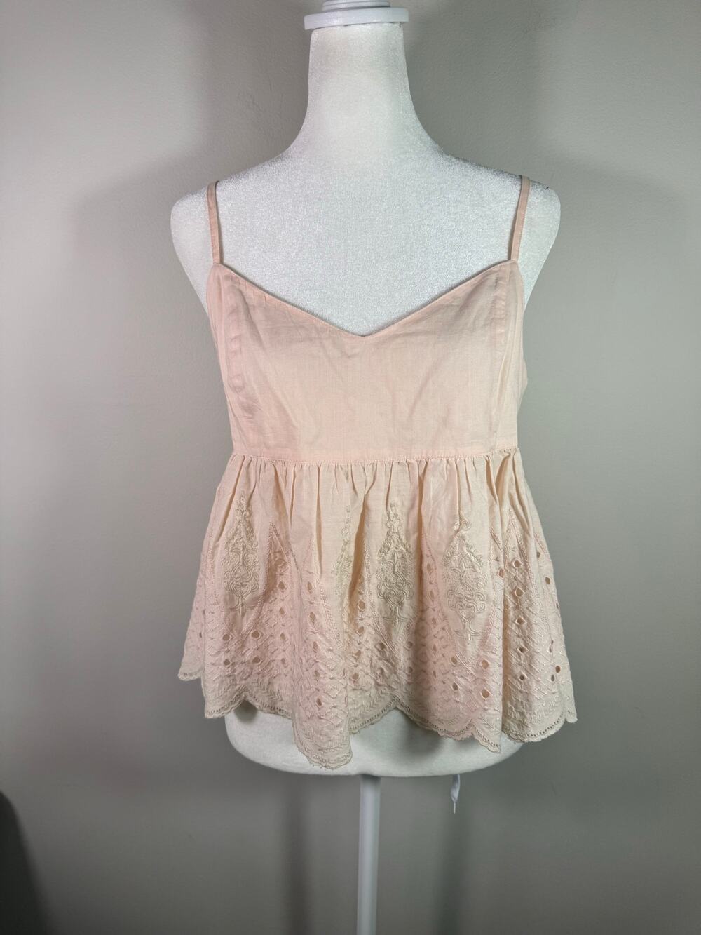 Abercrombie & Fitch Pink Eyelet Embroidered Tie Back Babydoll Tank Top S